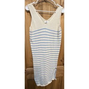 Floris Italy Knit Stripe Dress M/L Coastal‎ Grandma Boho Summer Midi